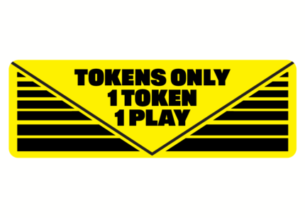 Tokens Only 1 token 1 play arcade pinball pool game machine decal sticker