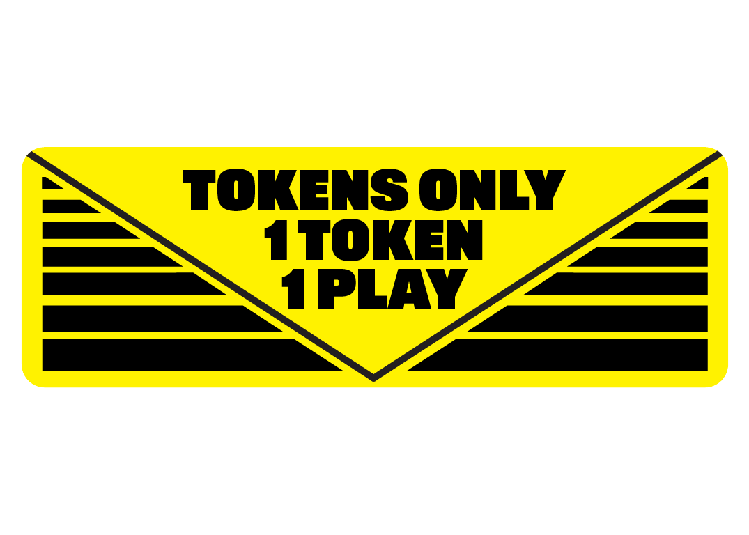 Tokens Only 1 token 1 play arcade pinball pool game machine decal sticker