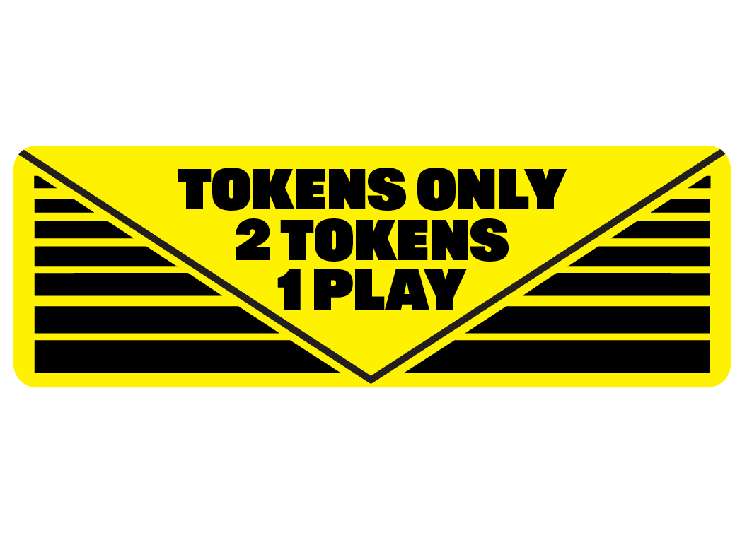 Tokens Only 2 tokens 1 play arcade pinball pool game machine decal sticker
