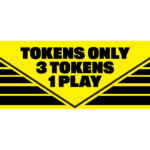 Tokens Only 3 tokens 1 play arcade pinball pool game machine decal sticker