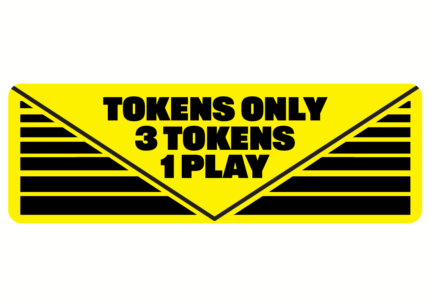 Tokens Only 3 tokens 1 play arcade pinball pool game machine decal sticker